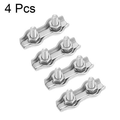 Harfington Uxcell 4Pcs 304 Stainless Steel Duplex Wire Rope Clip Cable Clamp Suit For 1mm-1.5mm Rope