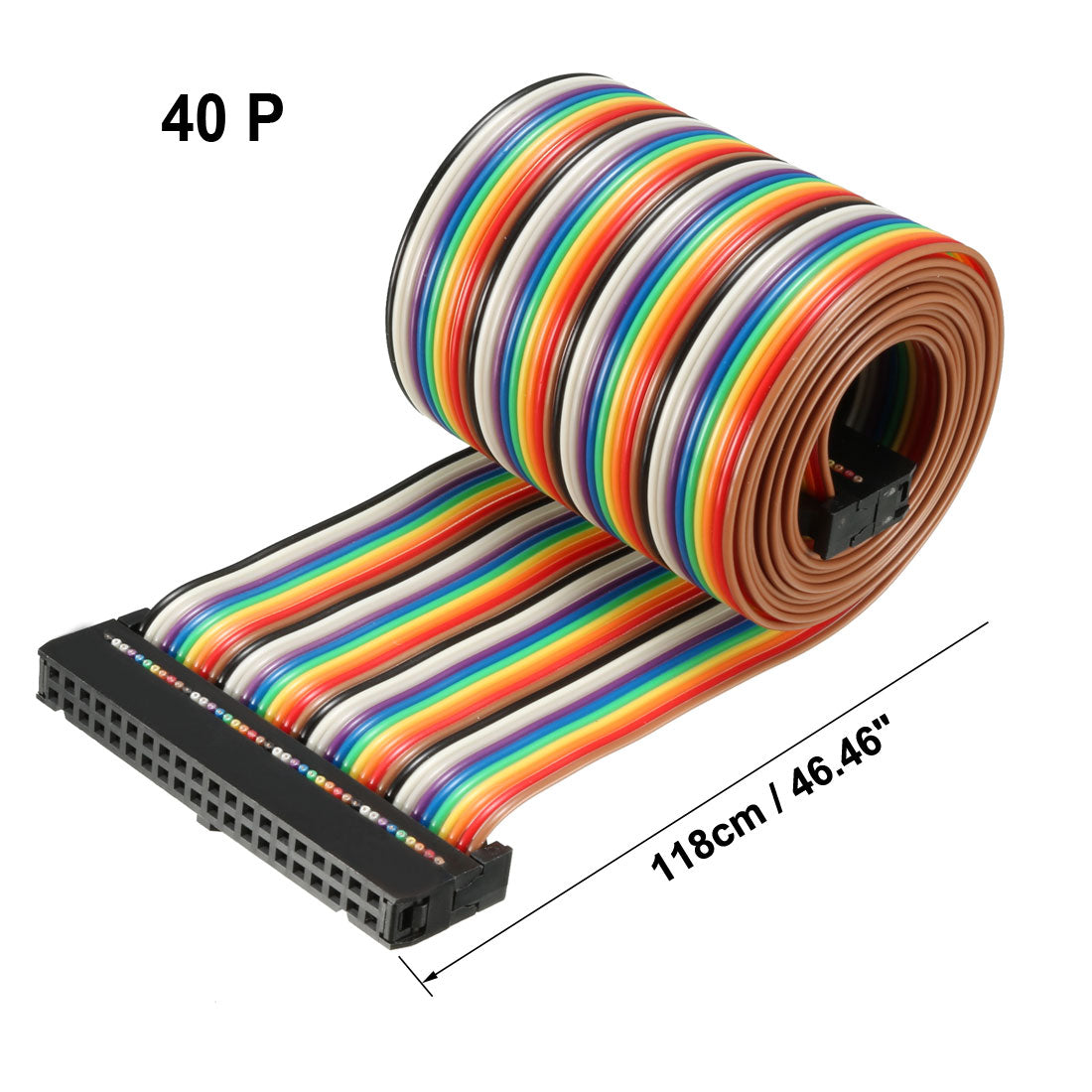 uxcell Uxcell IDC Rainbow Wire Flat Ribbon Cable 40 Pins 118cm Length 2.54mm Pitch Type-C