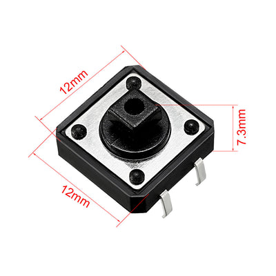 Harfington Uxcell 12x12x7.3mm Panel Momentary 4-Pin PCB DIP Tactile Tact Push Button Switch 10PCS