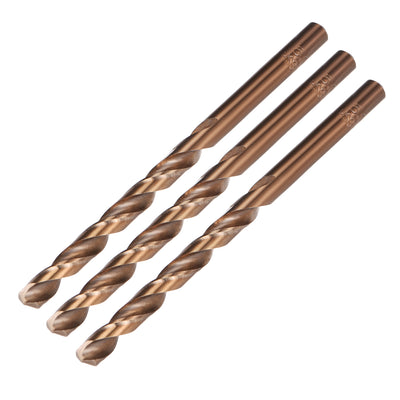 Harfington Uxcell 3pcs 5mm Twist Drill w Titanium Coated High Speed Steel Bit HSS M35 CO for Steel,Copper,Aluminum Alloy