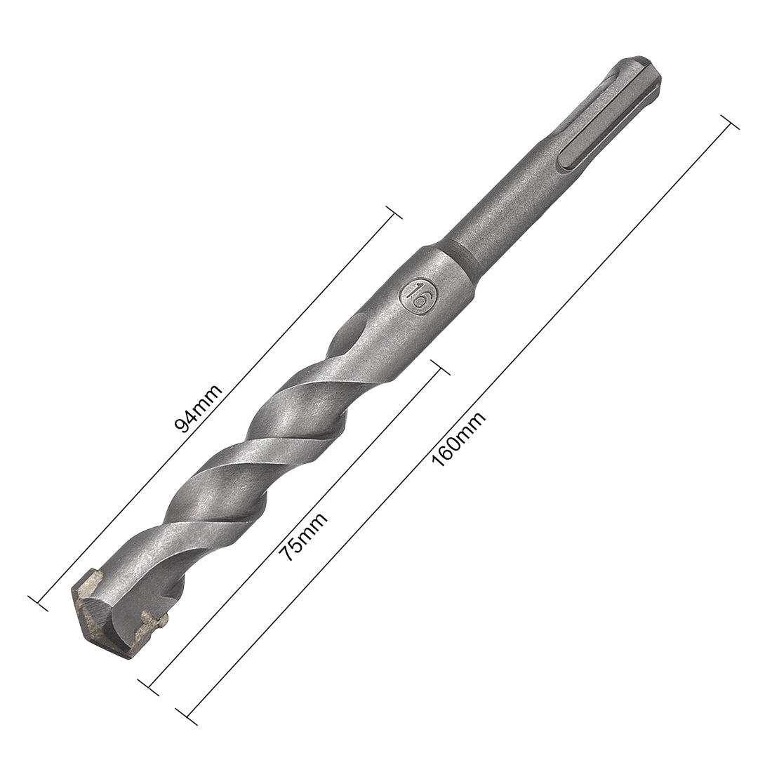uxcell Uxcell Masonry Drill Bit 16mmx160mm 9mm Round Shank for Impact Drill