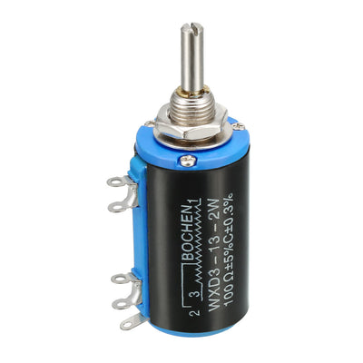 Harfington Uxcell 100 Ohm Adjustable Resistors Wire Wound Multi Turn Precision Potentiometer Pots 1pcs