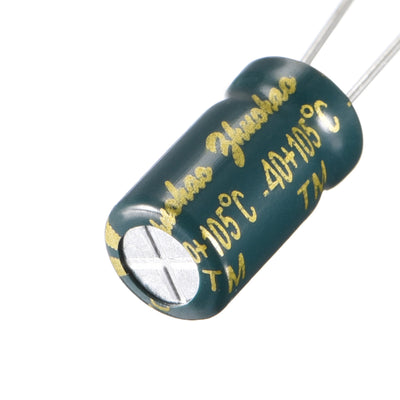Harfington Uxcell Aluminum Radial Electrolytic Capacitor Low ESR Green with 100UF 25V 105 Celsius Life 3000H 6 x 12 mm High Ripple Current,Low Impedance 60pcs