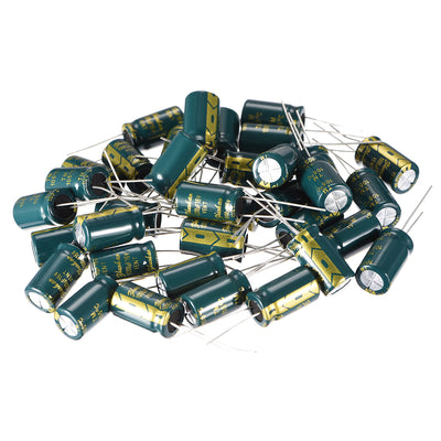 Harfington Uxcell Aluminum Radial Electrolytic Capacitor Low ESR Green with 1000UF 16V 105 Celsius Life 3000H 10 x 17 mm High Ripple Current,Low Impedance 35pcs