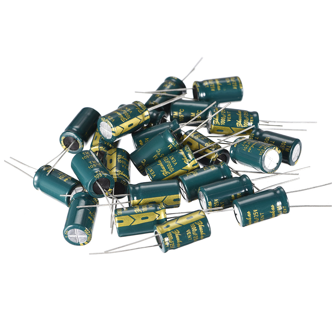 uxcell Uxcell Aluminum Radial Electrolytic Capacitor Low ESR Green with 1000UF 25V 105 Celsius Life 3000H 10 x 17 mm High Ripple Current,Low Impedance 30pcs