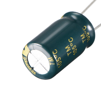 Harfington Uxcell Aluminum Radial Electrolytic Capacitor Low ESR Green with 1000UF 25V 105 Celsius Life 3000H 10 x 17 mm High Ripple Current,Low Impedance 100pcs