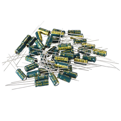 Harfington Uxcell Aluminum Radial Electrolytic Capacitor Low ESR Green with 22UF 50V 105 Celsius Life 3000H 5 x 11 mm High Ripple Current,Low Impedance 50pcs