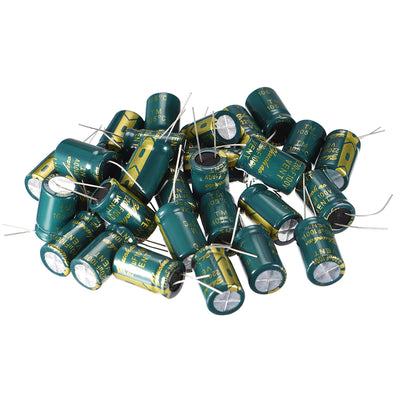 Harfington Uxcell Aluminum Radial Electrolytic Capacitor Low ESR Green with 220UF 100V 105 Celsius Life 3000H 13 x 21 mm High Ripple Current,Low Impedance 30pcs
