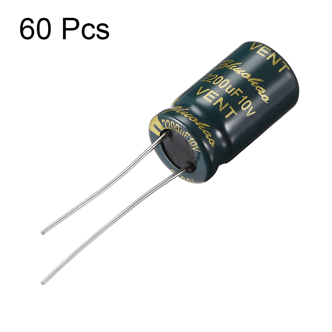 uxcell Uxcell Aluminum Radial Electrolytic Capacitor Low ESR Green with 2200UF 10V 105 Celsius Life 3000H 10 x 17 mm High Ripple Current,Low Impedance 60pcs