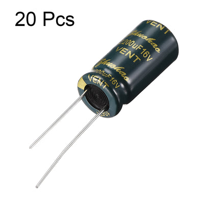 Harfington Uxcell Aluminum Radial Electrolytic Capacitor Low ESR Green with 2200UF 16V 105 Celsius Life 3000H 10 x 20 mm High Ripple Current,Low Impedance 20pcs