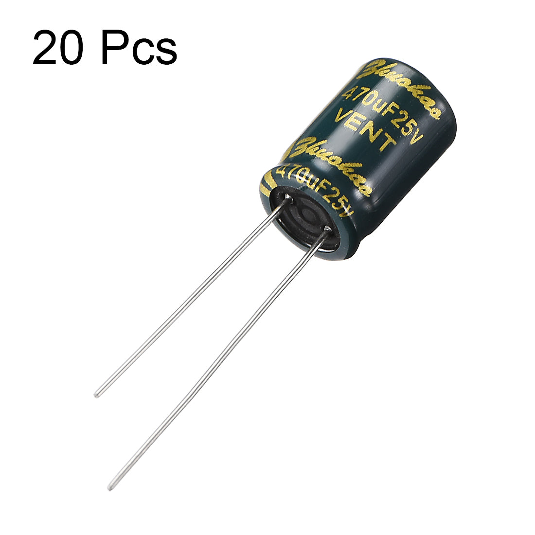 uxcell Uxcell Aluminum Radial Electrolytic Capacitor Low ESR Green with 470UF 25V 105 Celsius Life 3000H 8 x12 mm High Ripple Current,Low Impedance 20pcs