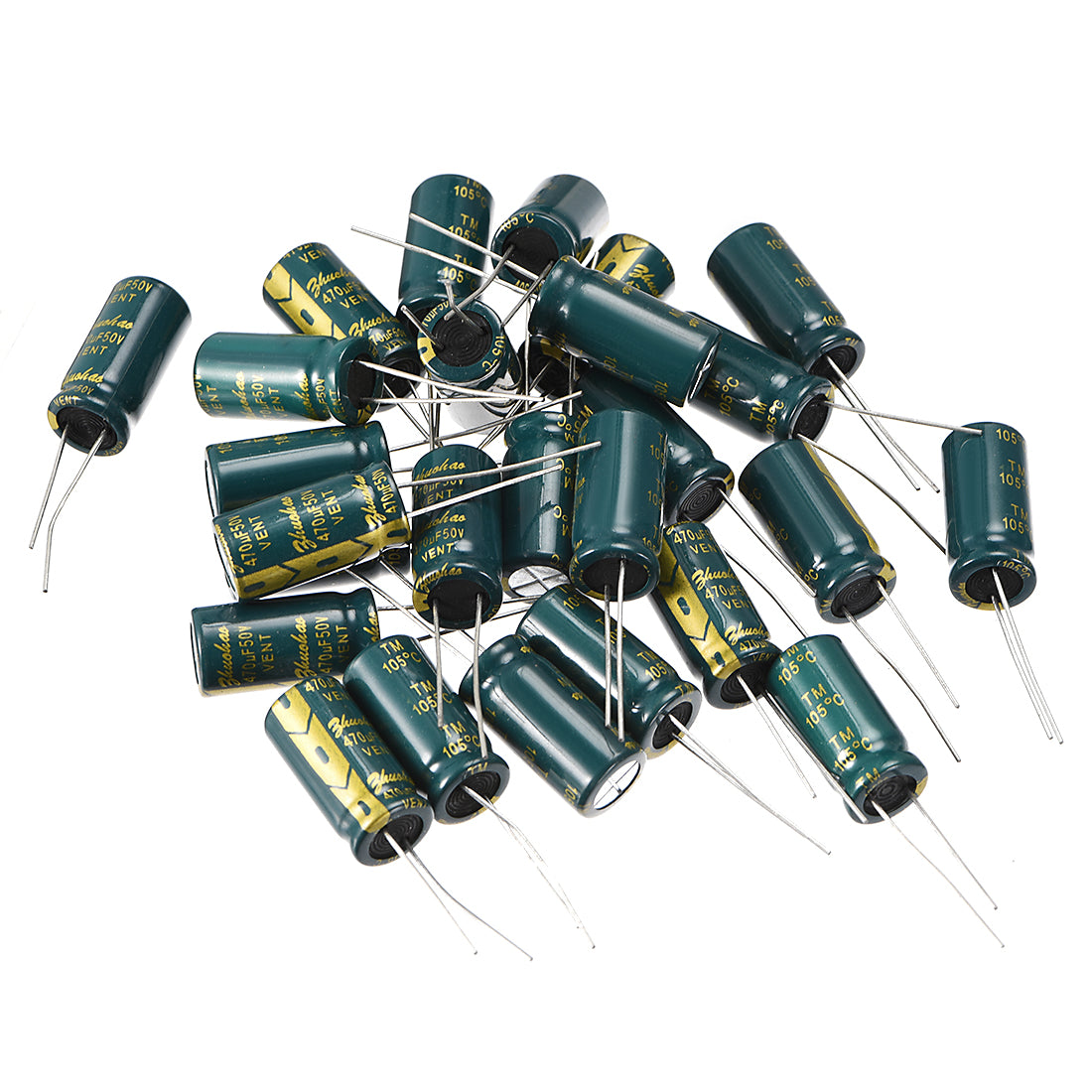 uxcell Uxcell Aluminum Radial Electrolytic Capacitor Low ESR Green with 470UF 50V 105 Celsius Life 3000H 10 x20 mm High Ripple Current,Low Impedance 20pcs