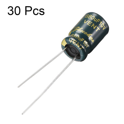 Harfington Uxcell Aluminum Radial Electrolytic Capacitor Low ESR Green with 680UF 10V 105 Celsius Life 3000H 8 x12 mm High Ripple Current,Low Impedance 30pcs
