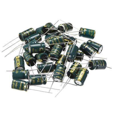 Harfington Uxcell Aluminum Radial Electrolytic Capacitor Low ESR Green with 680UF 10V 105 Celsius Life 3000H 8 x12 mm High Ripple Current,Low Impedance 30pcs