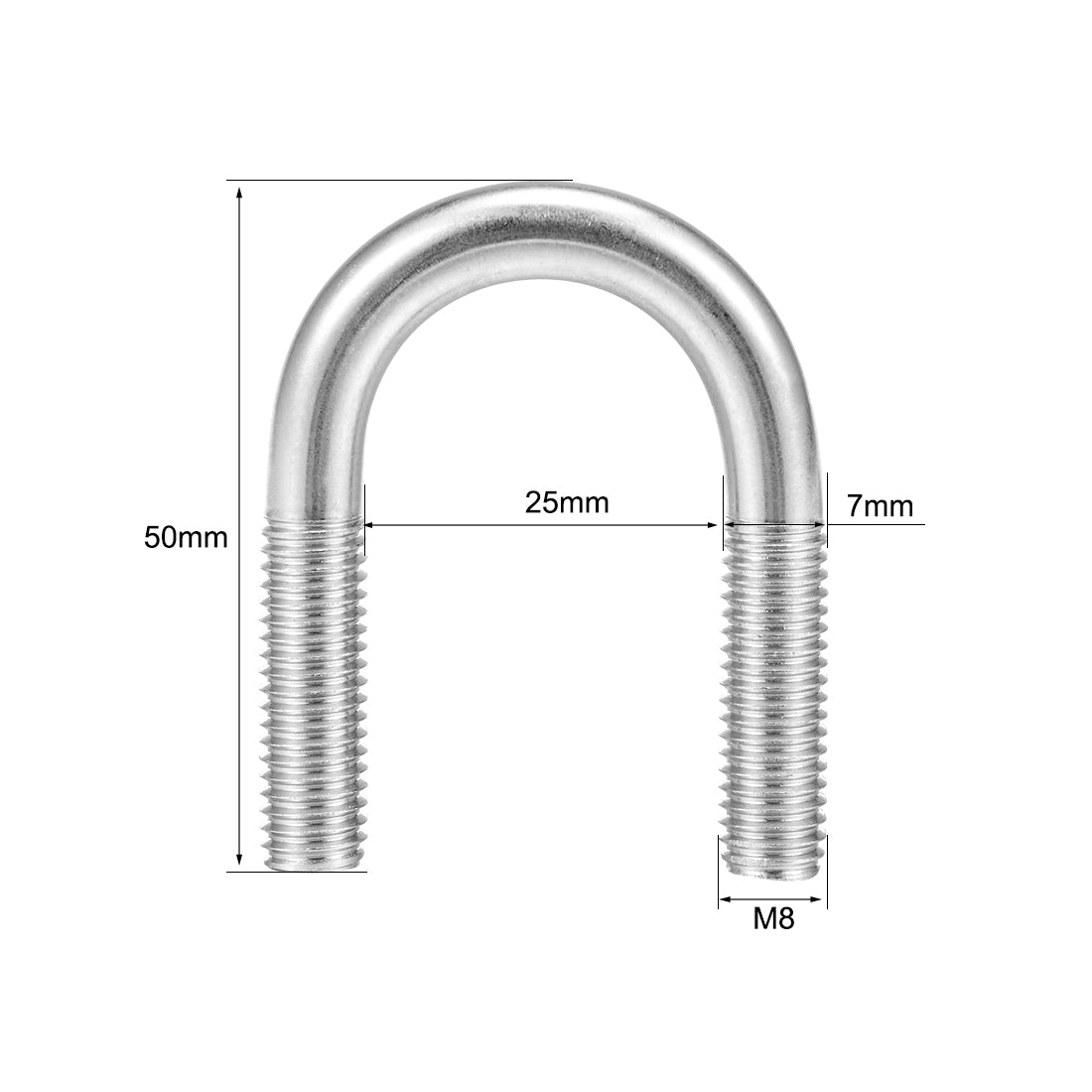 uxcell Uxcell U-Bolts 25mm Inner Width 304 Stainless Steel M8 U-Bolt for 22mm Pipe Dia 5pcs