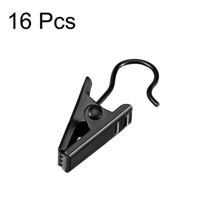 Harfington Uxcell Curtain Clips with Hooks Metal 18mm Clip Length for Drapery, Photos, Art Craft Display and Home Decoration Black 16 Pcs