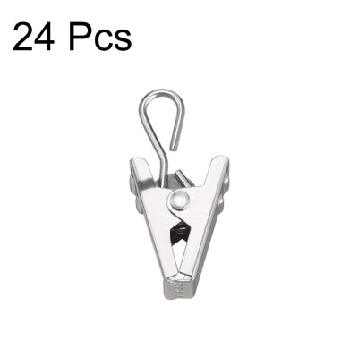 Harfington Uxcell Curtain Clips with Hooks Metal 18mm Clip Length for Drapery, Photos and Home Decoration Silver Tone 24 Pcs