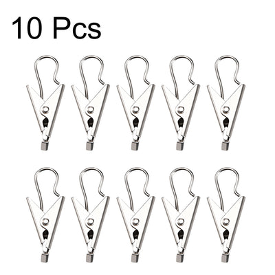 Harfington Uxcell Curtain Clips with Hooks Metal 1 Inch Clip Length for Drapery, Photos, Art Craft Display and Home Decoration Silver Tone 10 Pcs