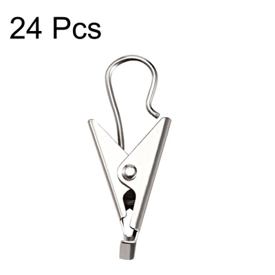 Harfington Uxcell Curtain Clips with Hooks Metal 1 Inch Clip Length for Drapery, Photos, Art Craft Display and Home Decoration Silver Tone 24 Pcs