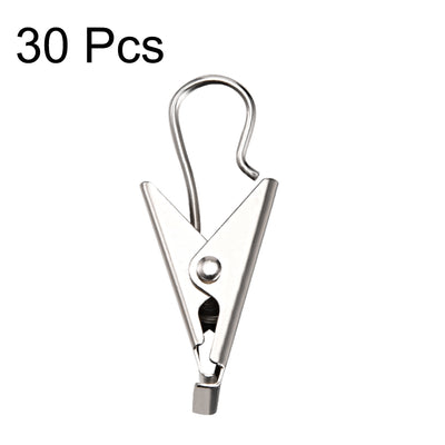Harfington Uxcell Curtain Clips with Hooks Metal 1 Inch Clip Length for Drapery, Photos, Art Craft Display and Home Decoration Silver Tone 30 Pcs