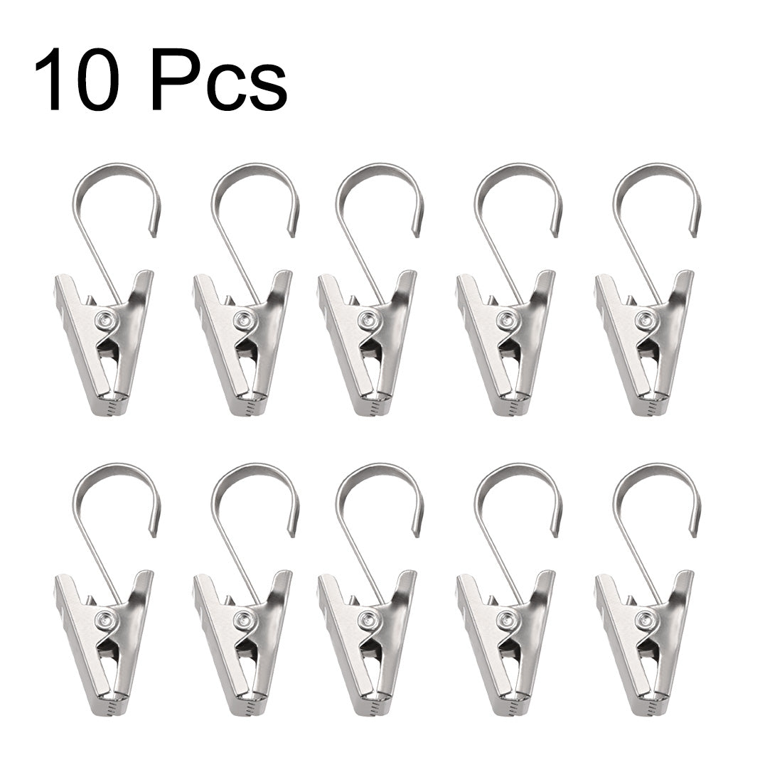 uxcell Uxcell Curtain Clips with Hooks Stainless Steel for Drapery, Photos and Home Decoration Silver Tone 10 Pcs