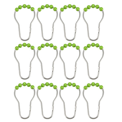 Harfington Uxcell Shower Curtain Ring Hooks Metal for Bathroom Shower Rods Curtains Liners Green Ball 12Pcs