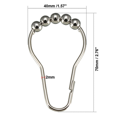 Harfington Uxcell Shower Curtain Ring Hooks Metal for Bathroom Shower Rods Curtains Liners Iron Ball 6 Pcs