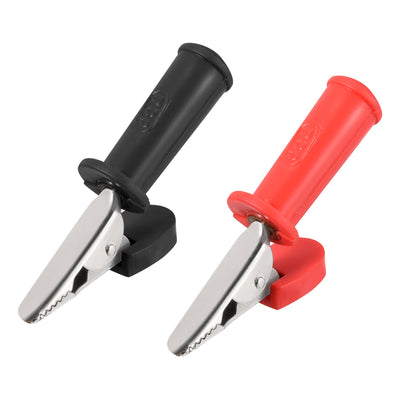 uxcell Uxcell 2 Pcs Alligator Clip Adapter 4mm Banana Jack 30A Test Clamp Half Shroud Insulated Black Red