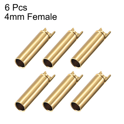 Harfington Uxcell 4 mm Bullet Connector Gold Plated Banana Plugs Female 6pcs