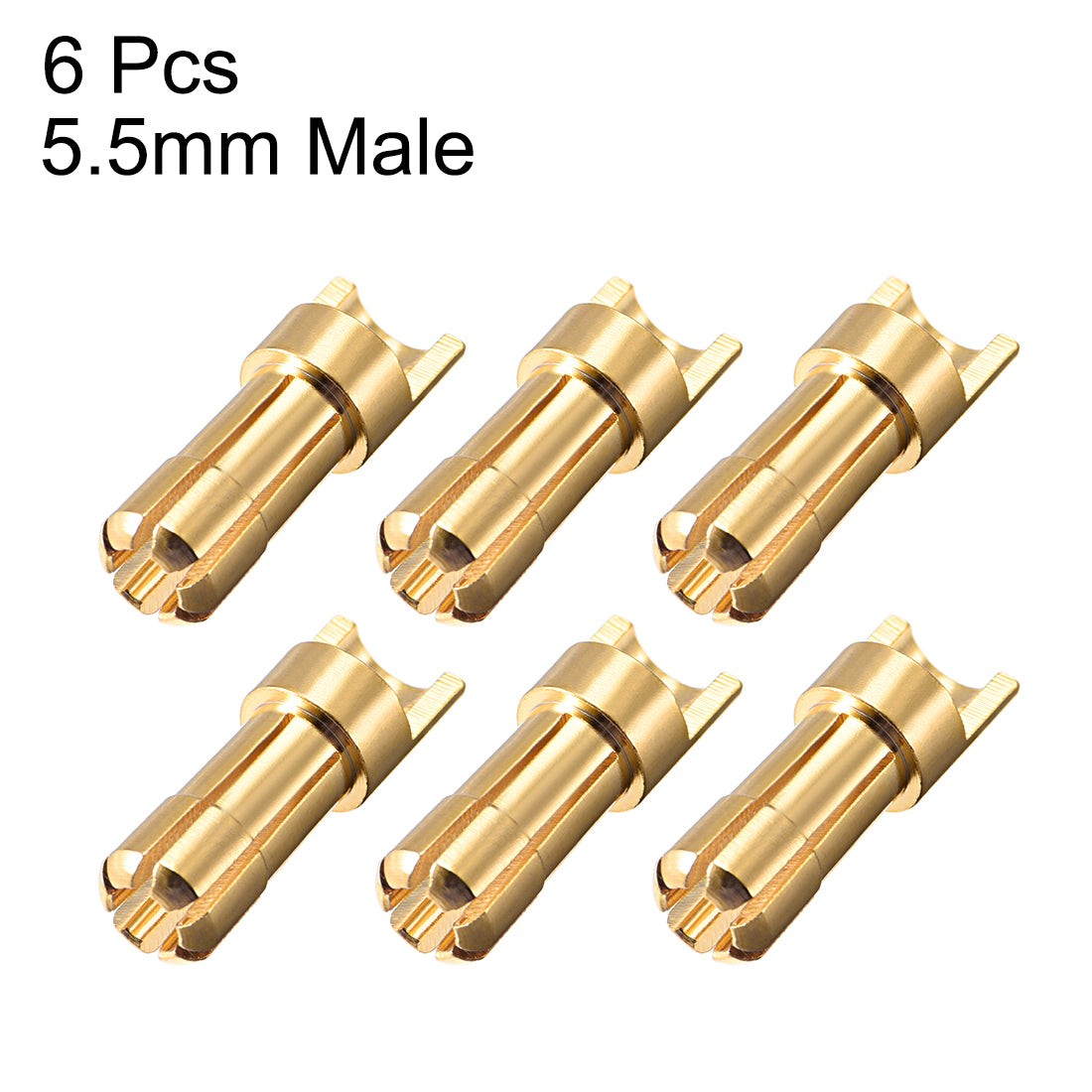 uxcell Uxcell 5.5mm Bullet Connector Gold Plated Banana Plugs Male 6pcs
