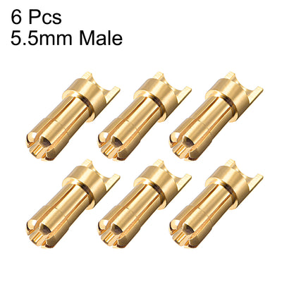Harfington Uxcell 5.5mm Bullet Connector Gold Plated Banana Plugs Male 6pcs
