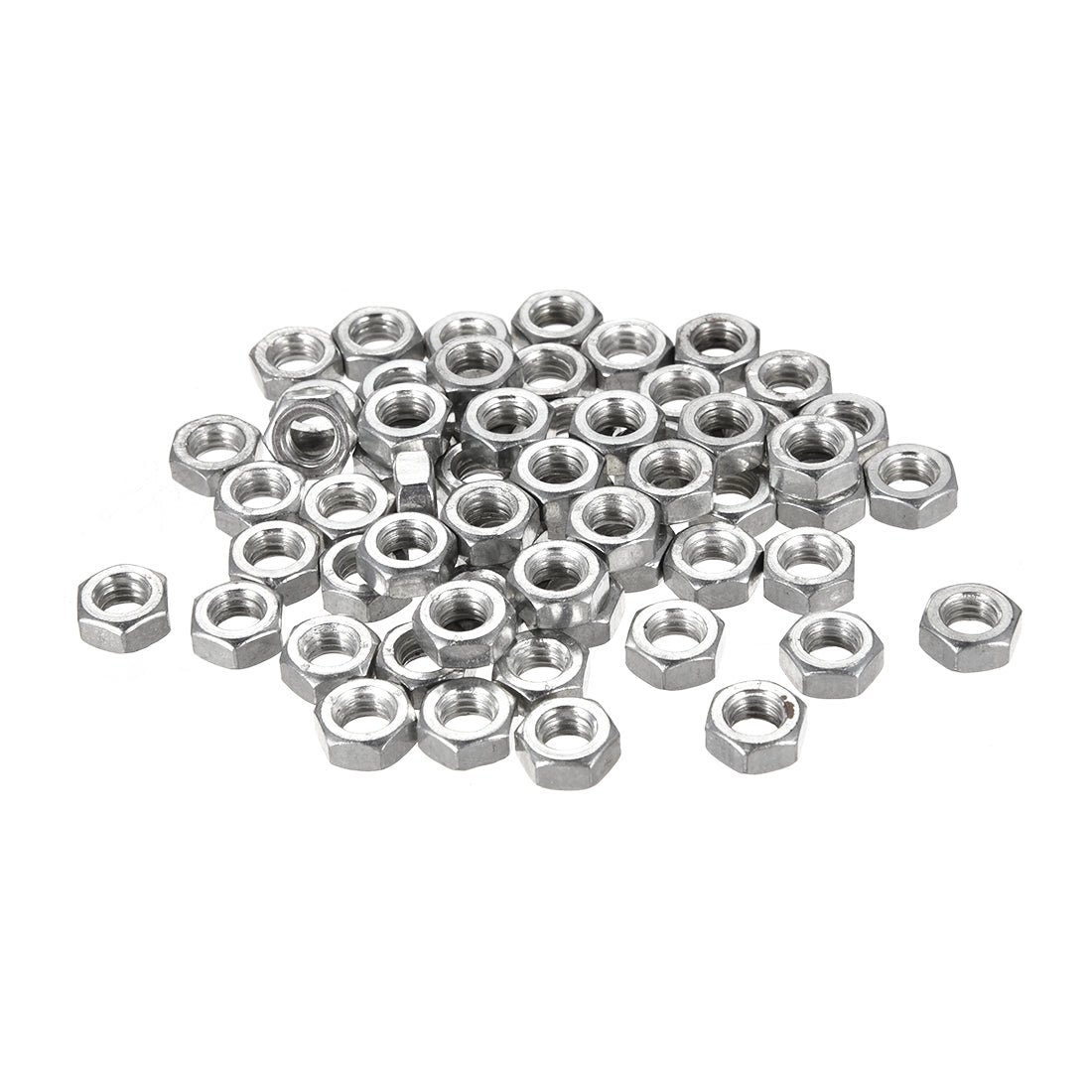 uxcell Uxcell M6 Metric Carbon Steel Hexagon Hex Nut Silver Tone 60pcs