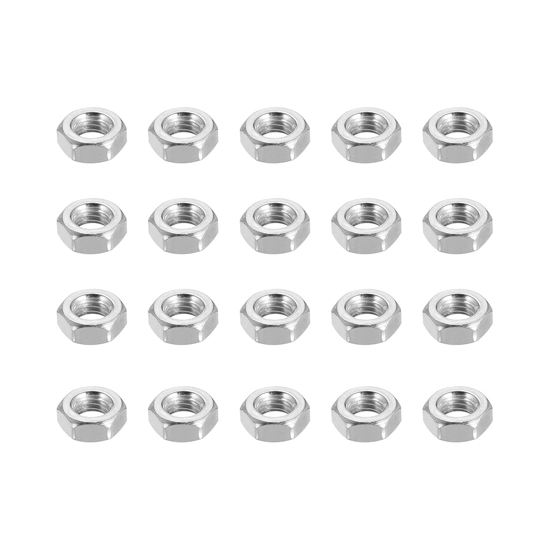 uxcell Uxcell M8 Metric Carbon Steel Hexagon Hex Nut Silver Tone 20pcs
