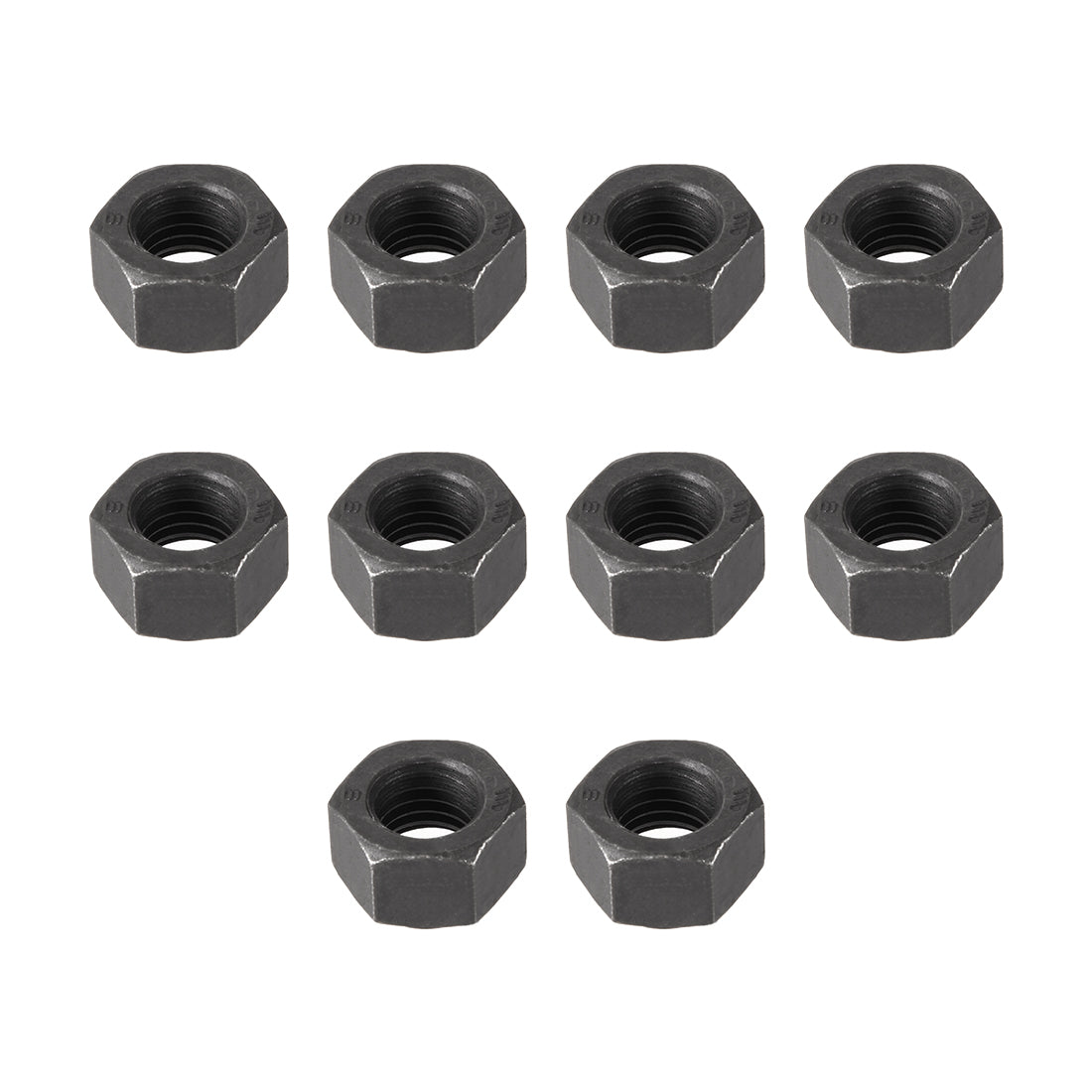Uxcell Uxcell M10 Metric Carbon Steel Grade 8.8 Hexagon Hex Nut Black 10pcs
