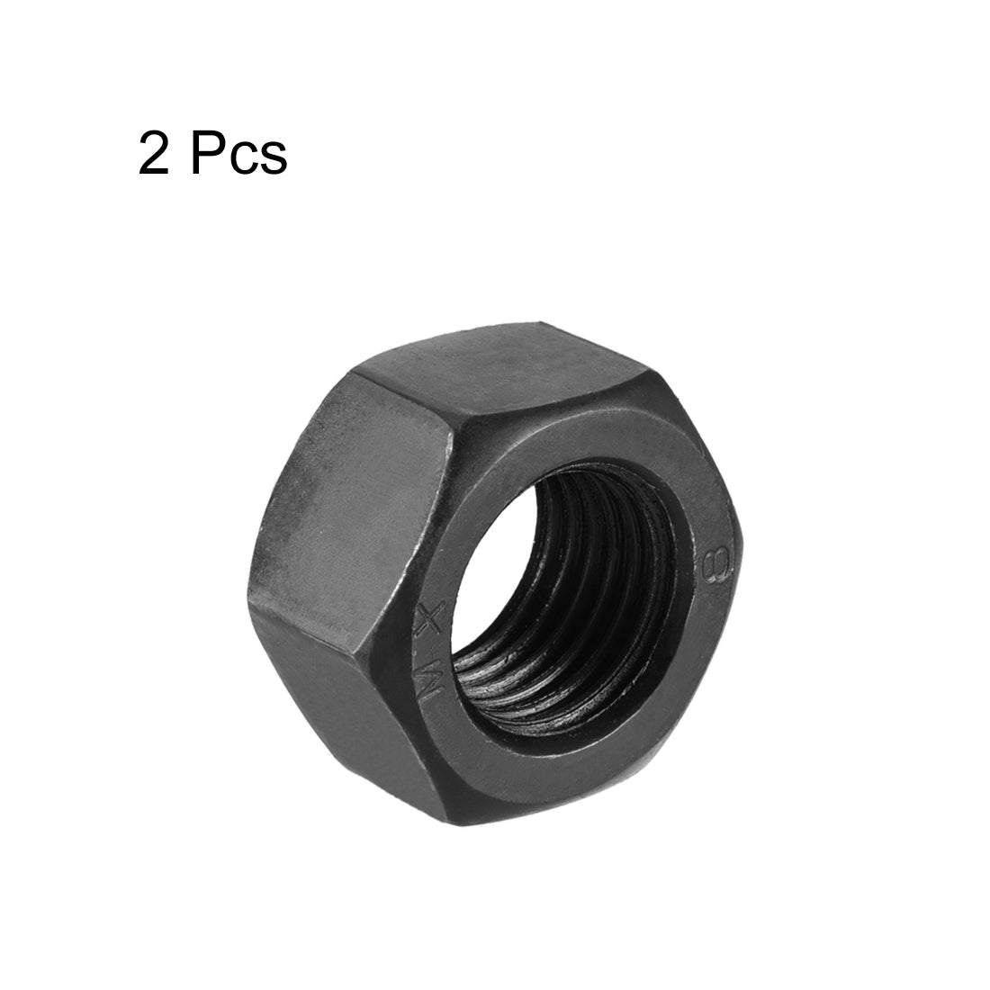 uxcell Uxcell M27 Metric Carbon Steel Grade 8.8 Hexagon Hex Nut Black 2pcs