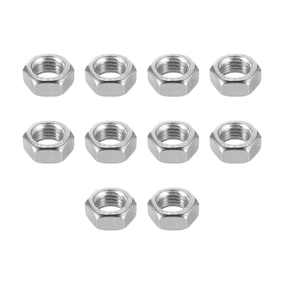 Harfington Uxcell M16  Metric 201 Stainless Steel Hexagon Hex Nut Silver Tone 10pcs