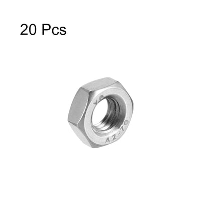 Harfington Uxcell M8  Metric 201 Stainless Steel Hexagon Hex Nut Silver Tone 20pcs