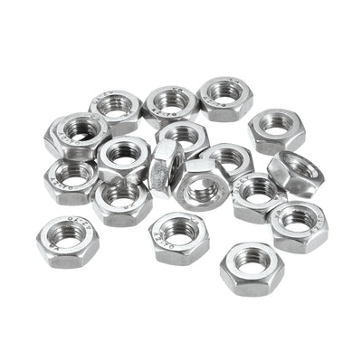 Harfington Uxcell M8  Metric 201 Stainless Steel Hexagon Hex Nut Silver Tone 20pcs
