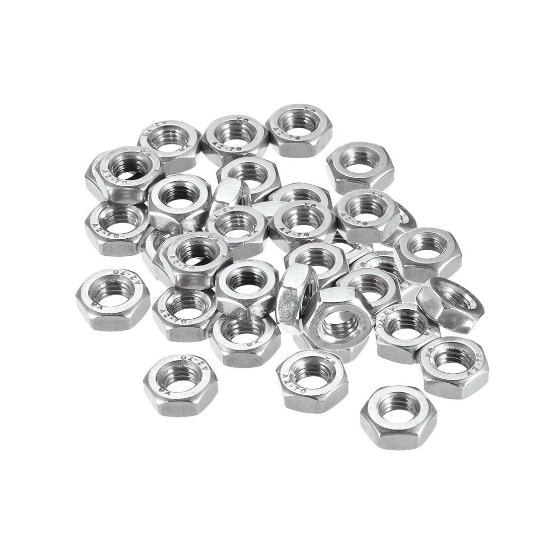 uxcell Uxcell M8  Metric 201 Stainless Steel Hexagon Hex Nut Silver Tone 40pcs