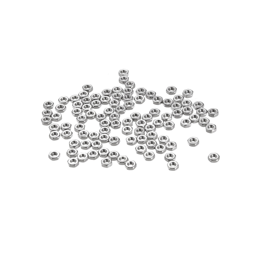 uxcell Uxcell M2  Metric 304 Stainless Steel Hexagon Hex Nut Silver Tone 100pcs