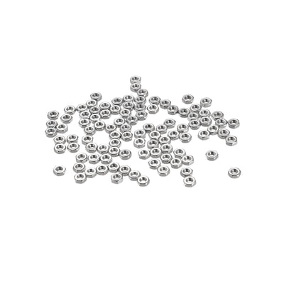 Harfington Uxcell M2  Metric 304 Stainless Steel Hexagon Hex Nut Silver Tone 100pcs