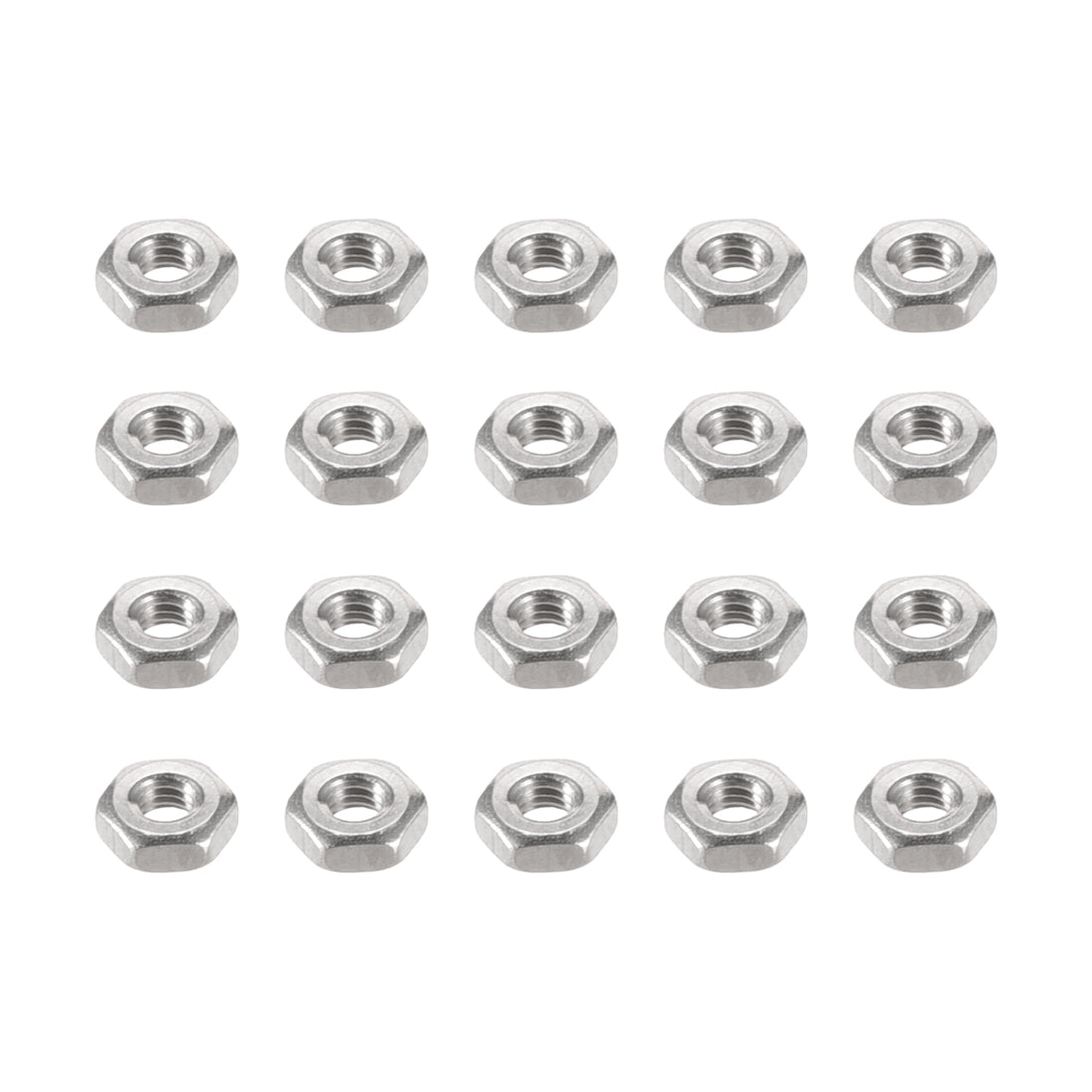 uxcell Uxcell M3  Metric 304 Stainless Steel Hexagon Hex Nut Silver Tone 20pcs