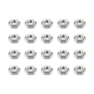Harfington Uxcell M3  Metric 304 Stainless Steel Hexagon Hex Nut Silver Tone 20pcs