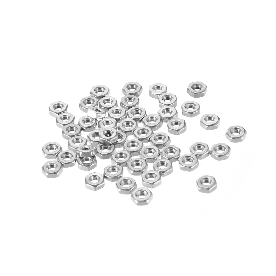uxcell Uxcell M3  Metric 304 Stainless Steel Hexagon Hex Nut Silver Tone 50pcs
