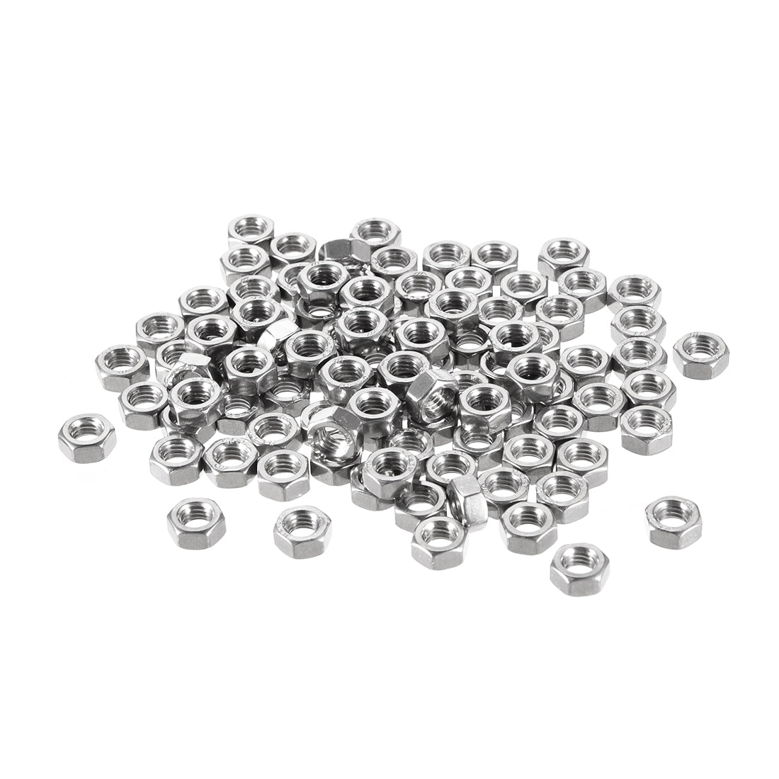 uxcell Uxcell M5  Metric 304 Stainless Steel Hexagon Hex Nut Silver Tone 100pcs