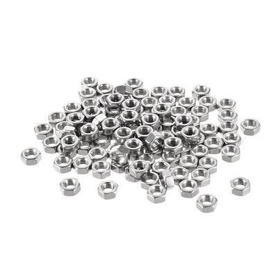Harfington Uxcell M5  Metric 304 Stainless Steel Hexagon Hex Nut Silver Tone 100pcs