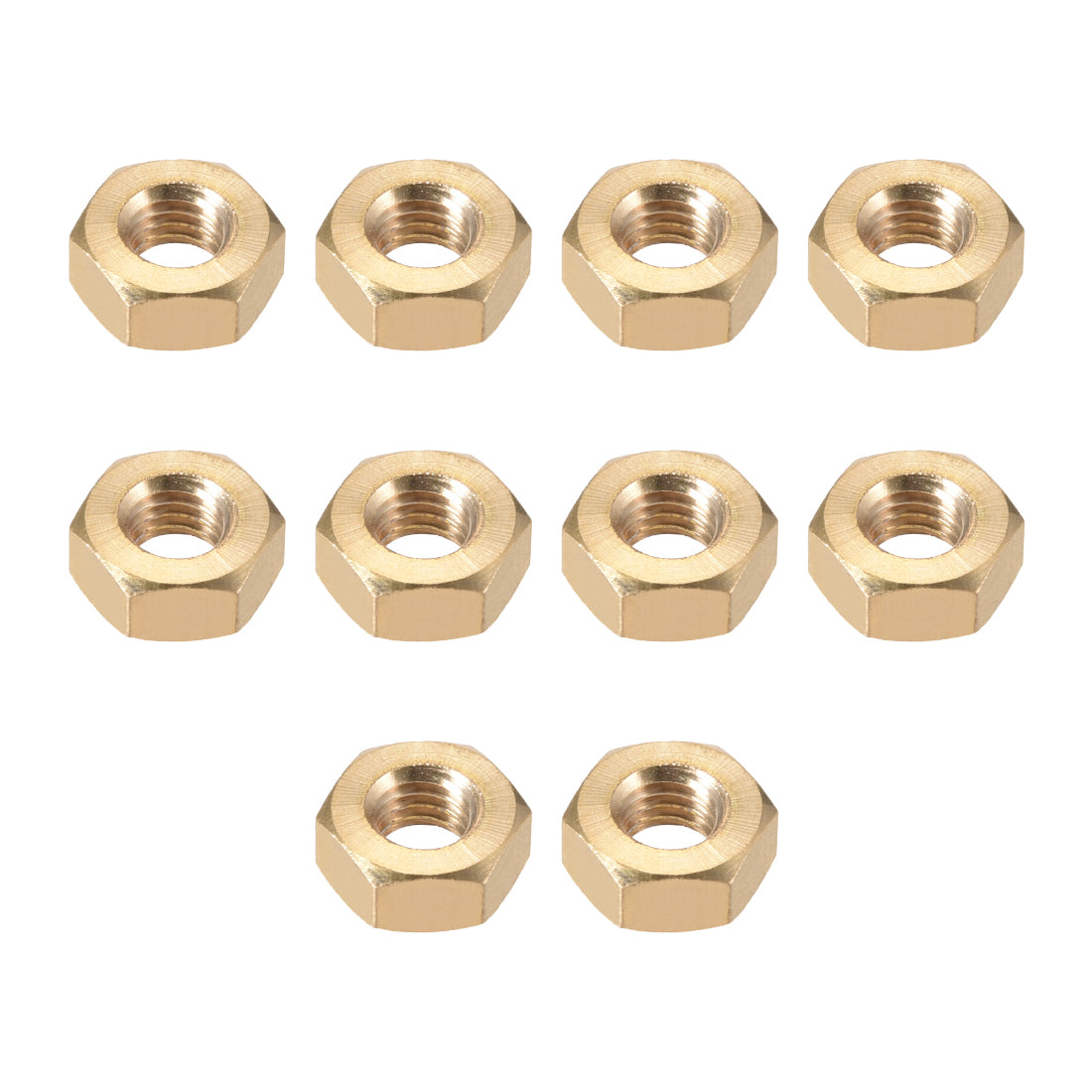 uxcell Uxcell M8 Metric Brass Hexagon Hex Nut Gold Tone 10pcs