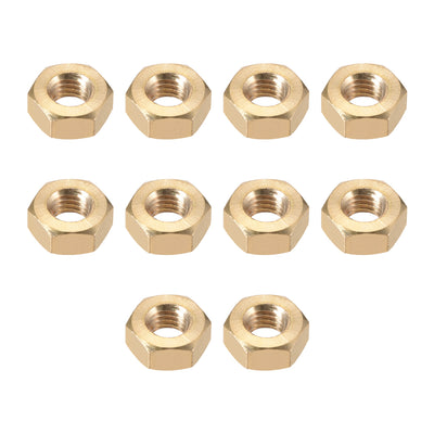 Harfington Uxcell M8 Metric Brass Hexagon Hex Nut Gold Tone 10pcs