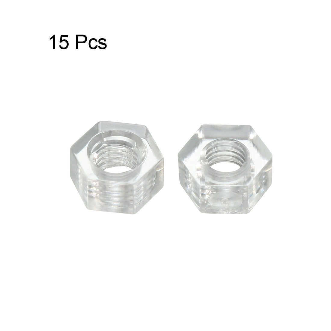 uxcell Uxcell Hex Nut, Metric Acrylic M3x0.5mm Thread Hexagon Nuts Clear 15pcs