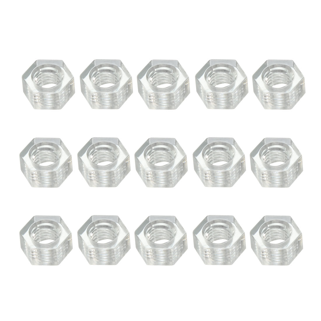 uxcell Uxcell Hex Nut, Metric Acrylic M3x0.5mm Thread Hexagon Nuts Clear 15pcs